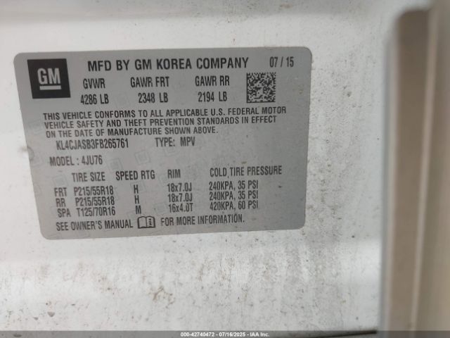 2015 BUICK ENCORE KL4CJASB3FB265761 Photo 8