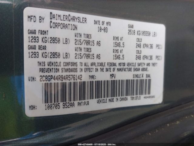 2004 CHRYSLER TOWN & COUNTRY 2C8GP44R94R576142 Photo 8