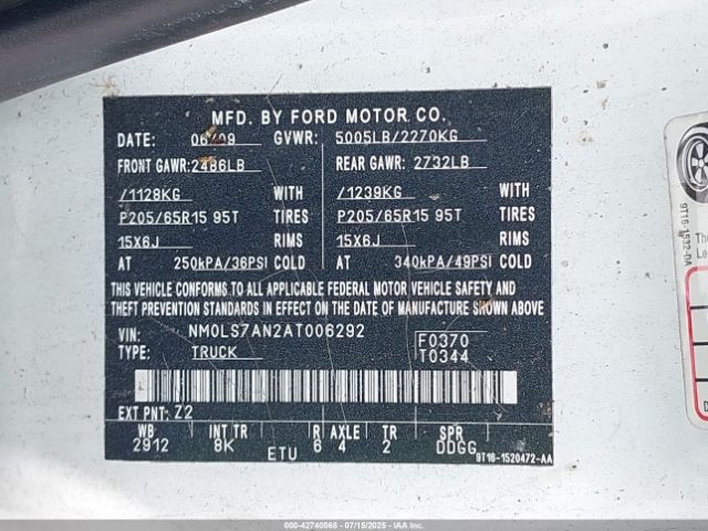 2010 FORD TRANSIT CONNECT NM0LS7AN2AT006292 Photo 8