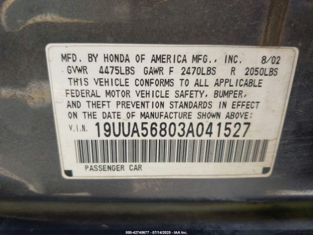 2003 ACURA TL 19UUA56803A041527 Photo 8