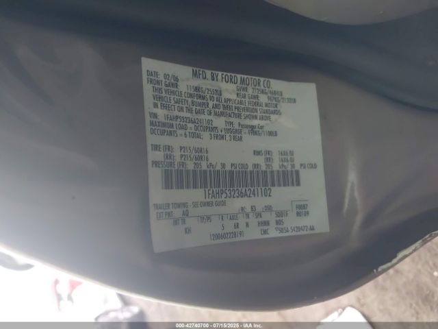 2006 FORD TAURUS 1FAHP53236A241102 Photo 8