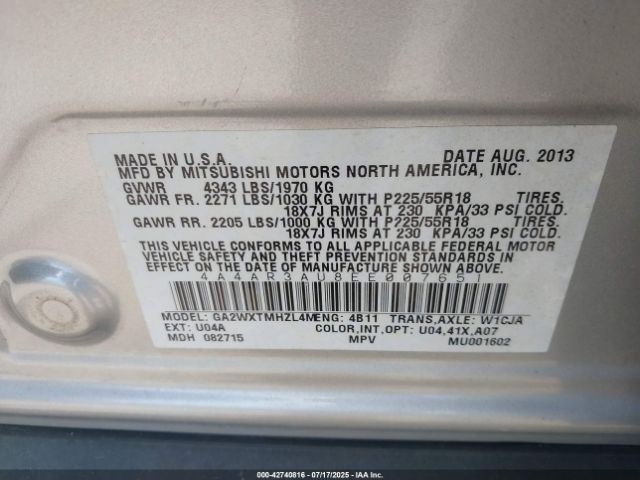 2014 MITSUBISHI OUTLANDER SPORT 4A4AR3AU8EE007651 Photo 8