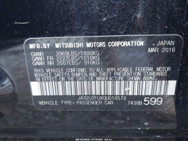 2016 MITSUBISHI LANCER JA32U2FUXGU010572 Photo 8