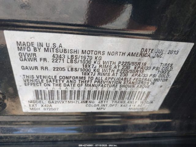 2014 MITSUBISHI OUTLANDER SPORT 4A4AR3AU5EE003699 Photo 8