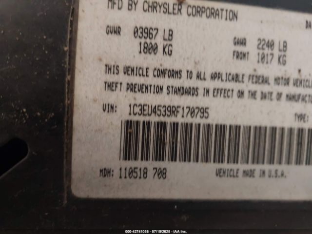 1994 CHRYSLER LEBARON 1C3EU4539RF170795 Photo 8