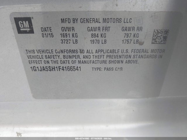 1G1JA5SH1F4166541 Chevrolet luw