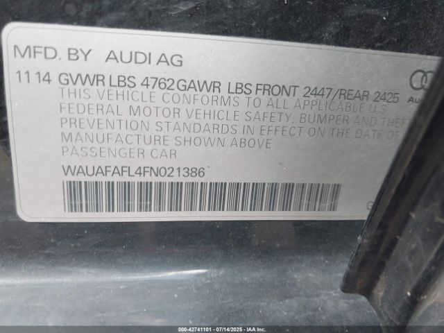 2015 AUDI A4 WAUAFAFL4FN021386 Photo 8