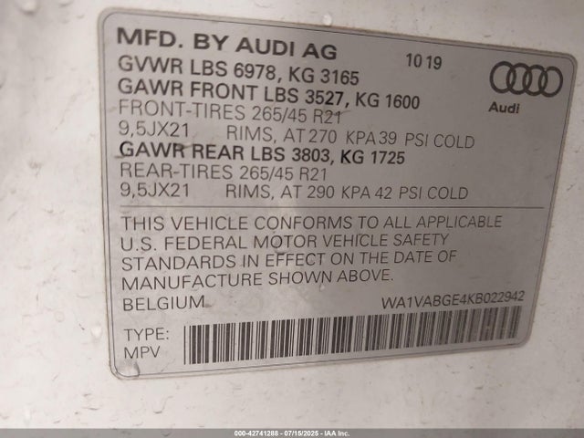 2019 AUDI E-TRON WA1VABGE4KB022942 Photo 8