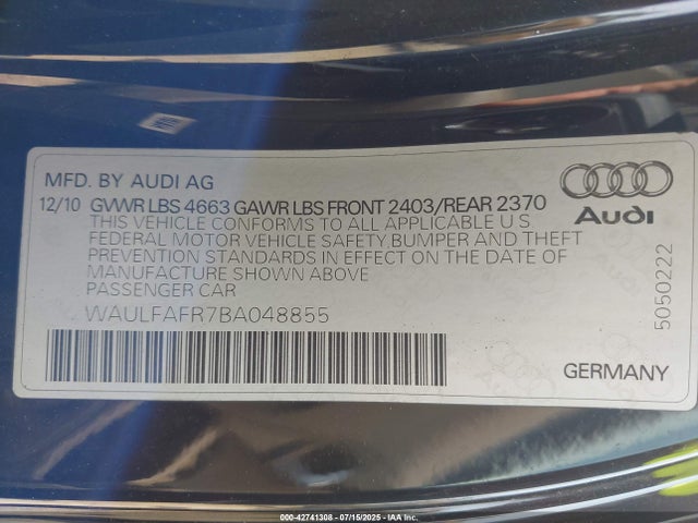 2011 AUDI A5 WAULFAFR7BA048855 Photo 8