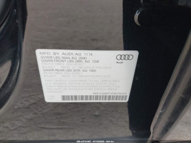 2015 AUDI SQ5 WA1CGAFP1FA078254 Photo 8
