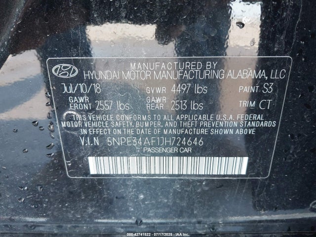 5NPE34AF1JH724646 Hyundai gdi theta-ii
