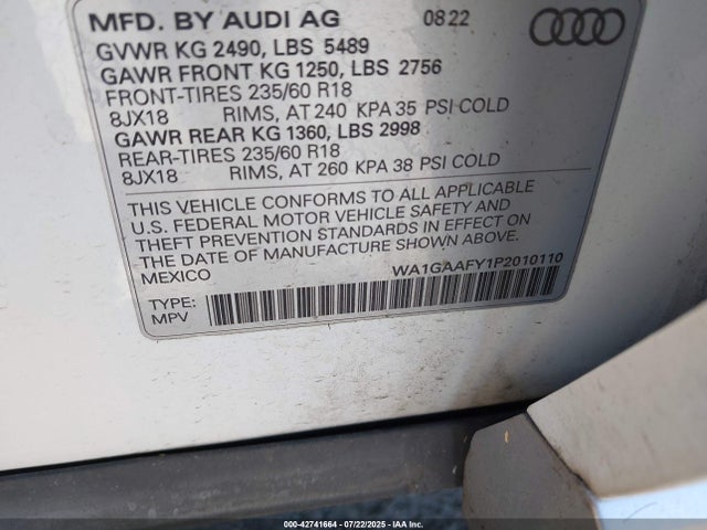 WA1GAAFY1P2010110 Audi 45 tfsi