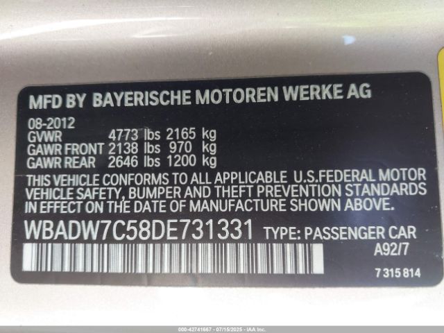 2013 BMW 328I WBADW7C58DE731331 Photo 8