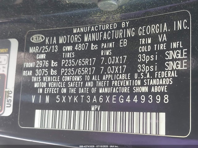 5XYKT3A6XEG449398 KIA dohc t-gdi theta-ii