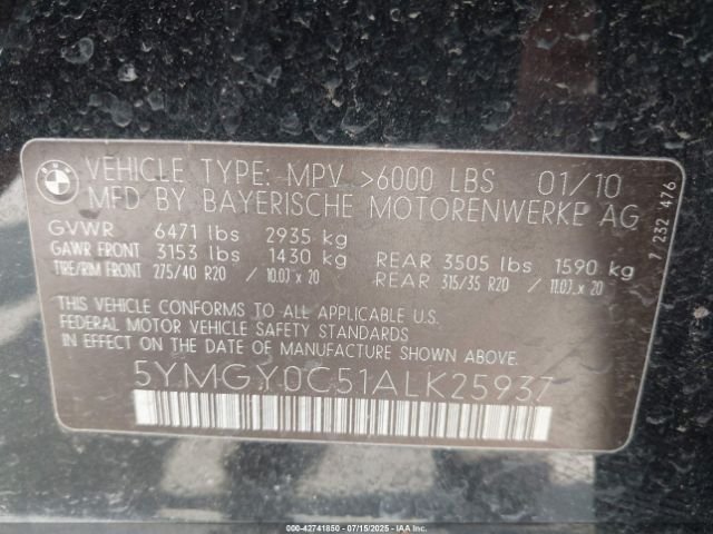 2010 BMW X5 M 5YMGY0C51ALK25937 Photo 8