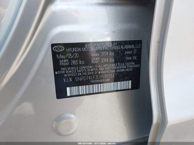 Hyundai mpi nu 2020 5NPD74LF2LH599253 Image 9