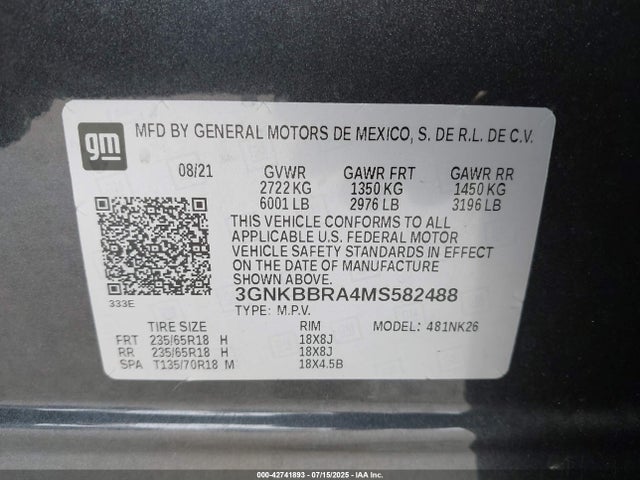 Chevrolet lcv 2021 3GNKBBRA4MS582488 Image 9