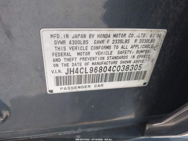 2004 ACURA TSX JH4CL96804C038305 Photo 8