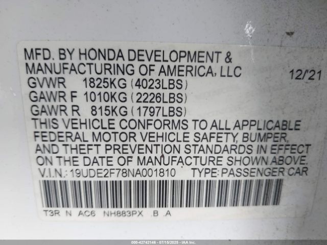 2022 ACURA ILX 19UDE2F78NA001810 Photo 8