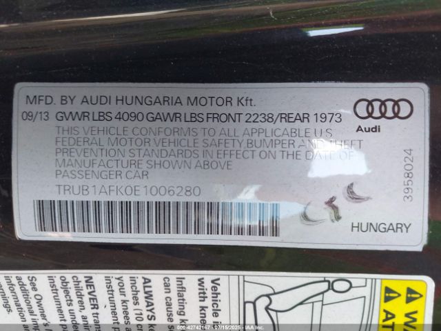 2014 AUDI TTS TRUB1AFK0E1006280 Photo 8