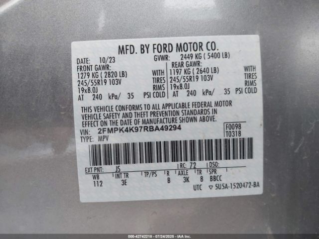 2024 FORD EDGE 2FMPK4K97RBA49294 Photo 8
