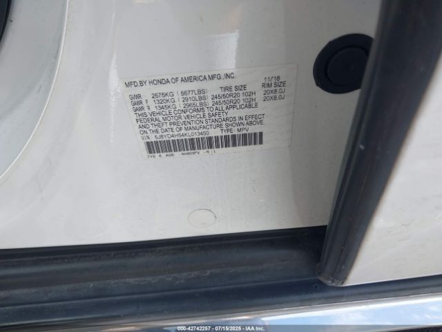2019 ACURA MDX 5J8YD4H54KL013450 Photo 8