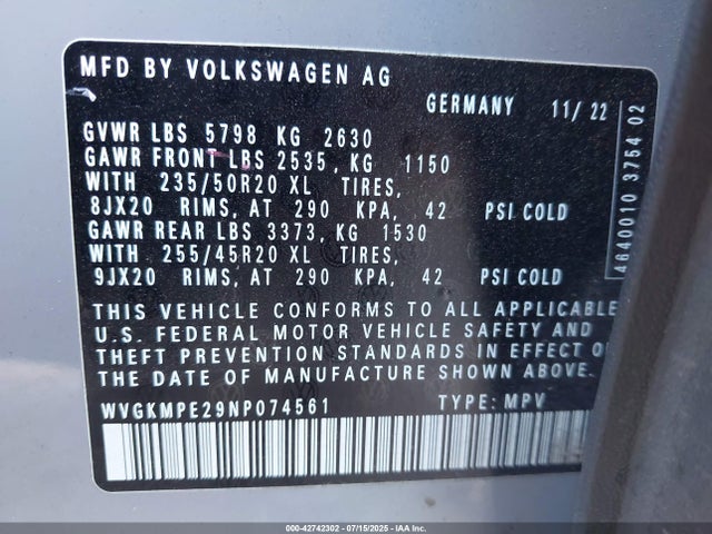 WVGKMPE29NP074561 Volkswagen ID.4