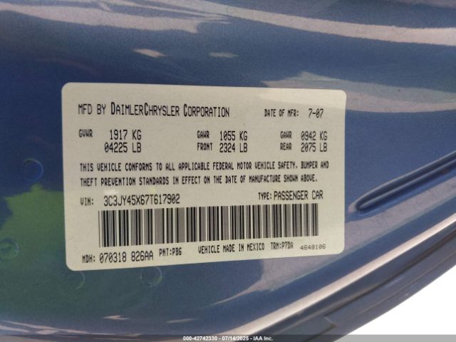 2007 CHRYSLER PT CRUISER 3C3JY45X67T617902 Photo 8