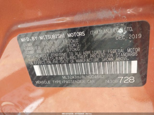 2020 MITSUBISHI MIRAGE ML32A3HJ8LH004682 Photo 8