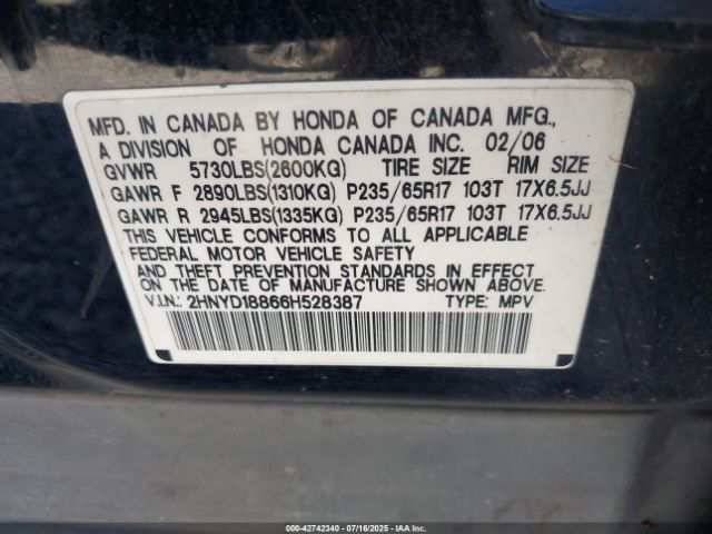 2006 ACURA MDX 2HNYD18866H528387 Photo 8