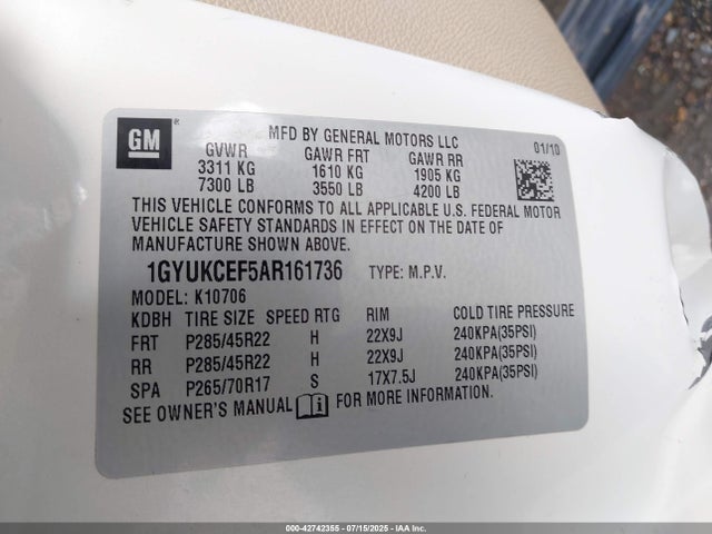 2010 CADILLAC ESCALADE 1GYUKCEF5AR161736 Photo 8