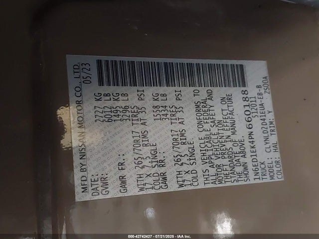 1N6ED1EK4PN660188 Nissan 2023