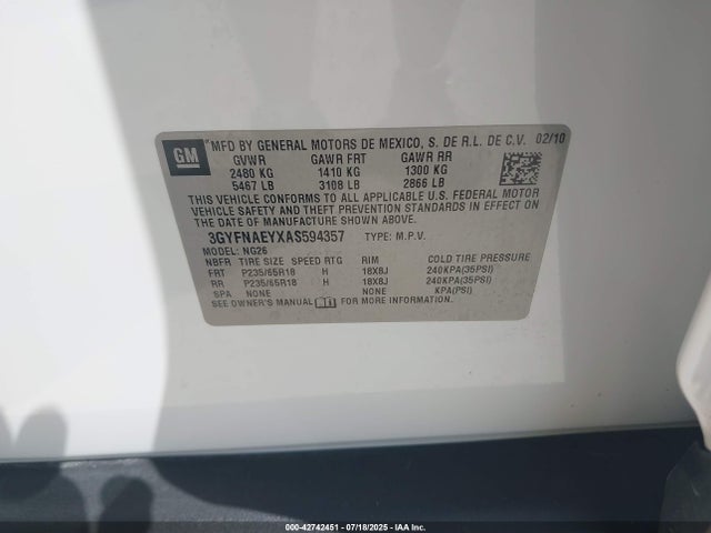 2010 CADILLAC SRX 3GYFNAEYXAS594357 Photo 8