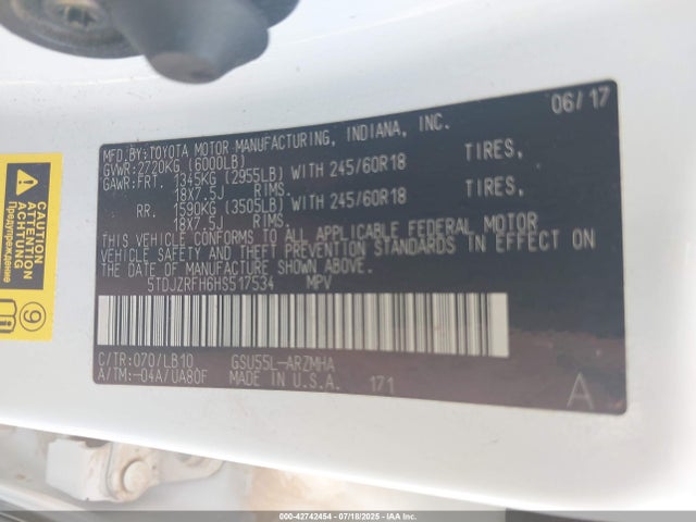 5TDJZRFH6HS517534 Toyota 2gr-fks