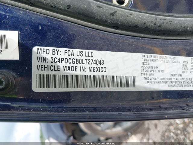 Dodge 2020 2020 3C4PDCGB0LT274043 Image 9