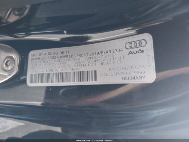 2011 AUDI S5 WAUCGAFH2BN019969 Photo 8