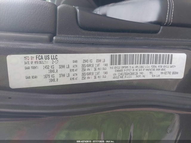 1C4RJFBG0HC808120 Jeep 2017