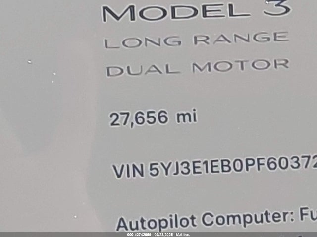 5YJ3E1EB0PF603721 Tesla 2023