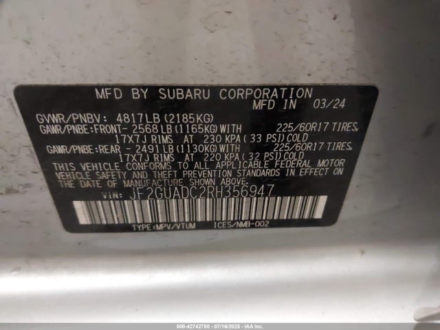 Subaru na 2024 JF2GUADC2RH356947 Image 9