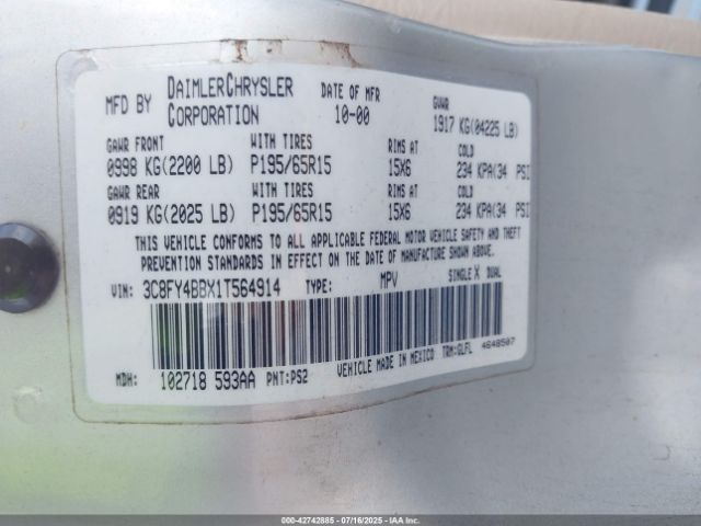 2001 CHRYSLER PT CRUISER 3C8FY4BBX1T564914 Photo 8