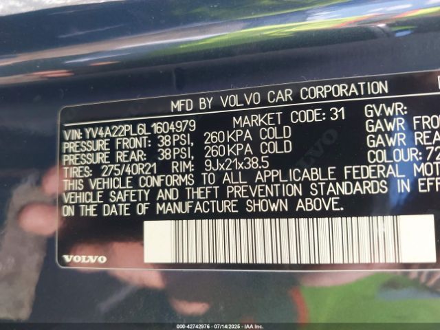 2020 VOLVO XC90 YV4A22PL6L1604979 Photo 8