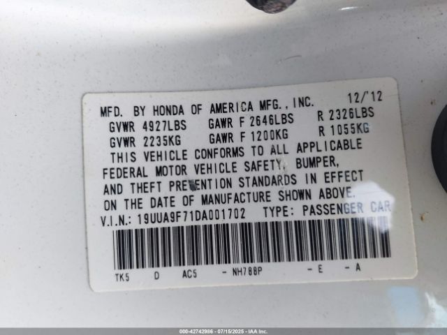 2013 ACURA TL 19UUA9F71DA001702 Photo 8