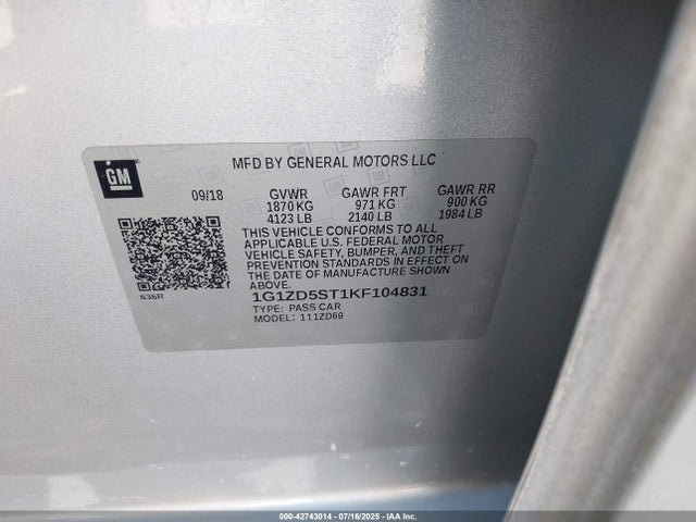 1G1ZD5ST1KF104831 Chevrolet lfv - direct injection, variable valve timing, gen 1