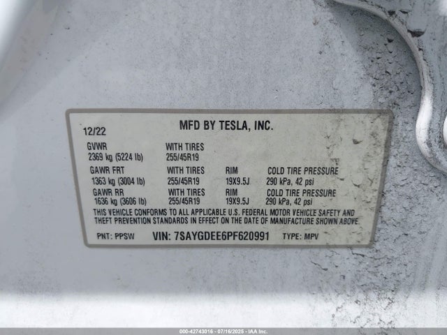 2023 TESLA MODEL Y 7SAYGDEE6PF620991 Photo 8