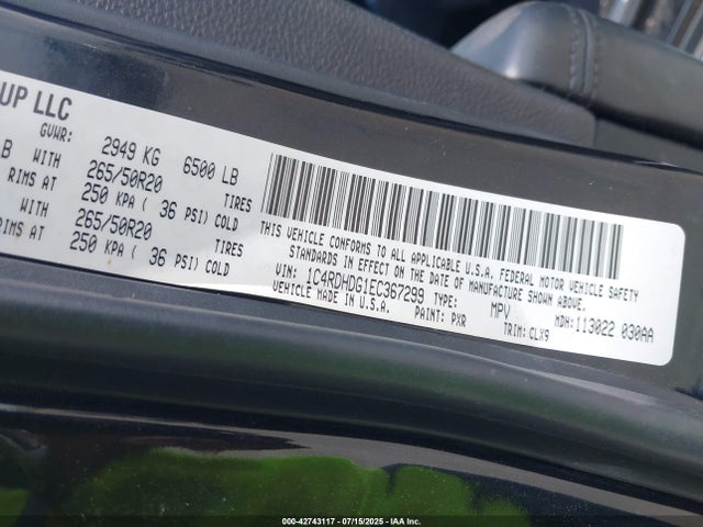 Dodge Durango 2014 1C4RDHDG1EC367299 Image 9