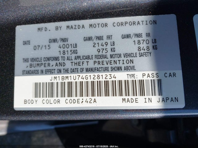 JM1BM1U74G1281234 Mazda pe