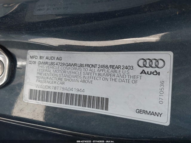 2009 AUDI A5 WAUDK78T79A041944 Photo 8