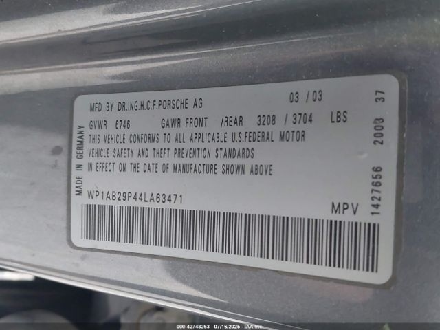 2004 PORSCHE CAYENNE WP1AB29P44LA63471 Photo 8