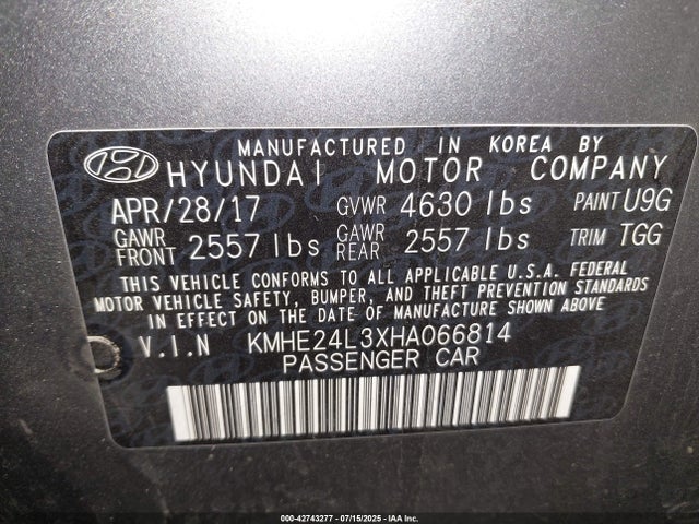 KMHE24L3XHA066814 Hyundai gdi nu