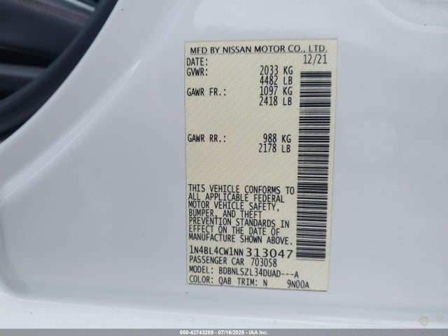 1N4BL4CW1NN313047 Nissan 2022